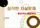 [자살]자살의 원인부터 예방까지 모든 것(정의, 원인, 동기, 증상, 예방, 치료), 국내 자살 실태와 심각성, 자살문제의 해결책은? 1페이지
