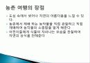농촌 관광의 정의, 개념, 여행 상품 소개, 일정, 농촌 관광의 장점, 단점, 현황, 계획, 종류, 특징, 역사, 국내 현황, 마케팅 전략, 효과, 전망, 분석 9페이지