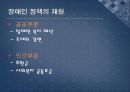 장애인 복지 정책 (장애인 정책의 개요, 장애인 정책의 주체 및 대상, 급여, 재원, 문제점 및 과제).PPT자료 19페이지