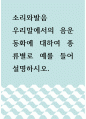 [ 소리와발음 ) 우리말에서의 음운동화에 대하여 종류별로 예를 들어 설명하시오 1페이지