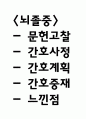 뇌졸중 연구레포트 - 뇌졸중 문헌고찰과 간호사정,간호계획,간호중재 및 느낀점 1페이지