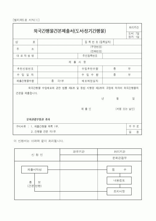 (문화관광부)외국간행물견본제출서