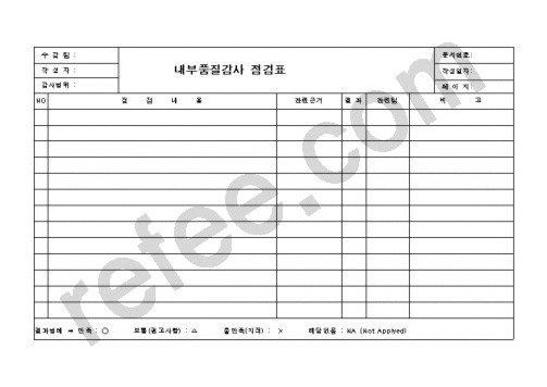 내부품질감사 점검표