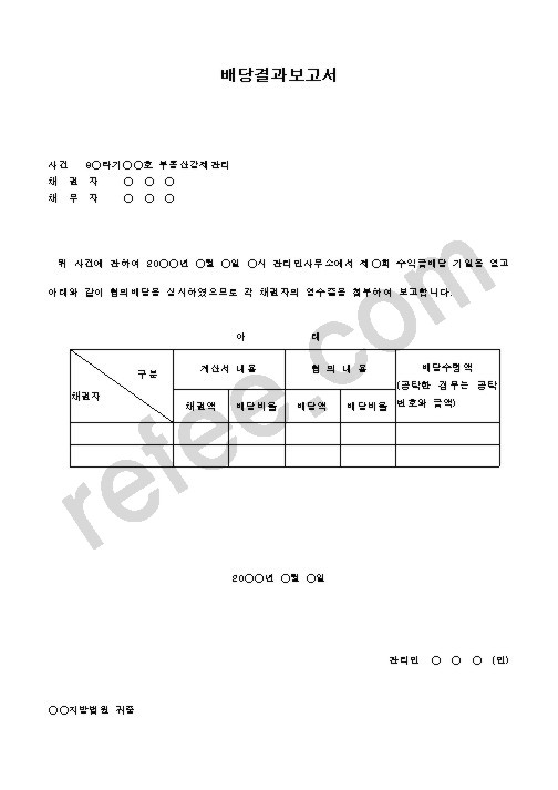 배당결과보고서