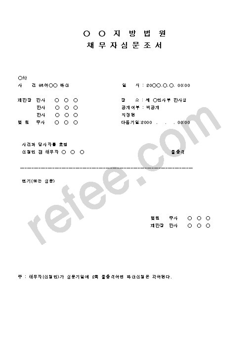 지방법원채무자심문조서