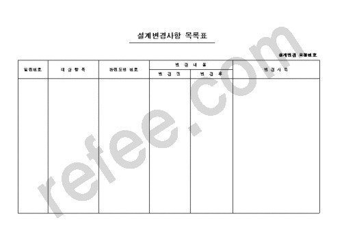 설계변경사항목록표