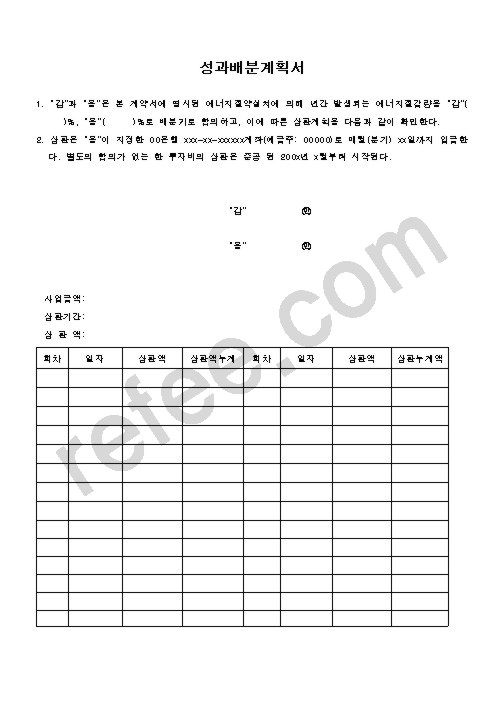 성과배분계획서