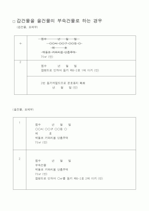 (법무부)갑건물을 을건물의 부속건물로 하는 경우