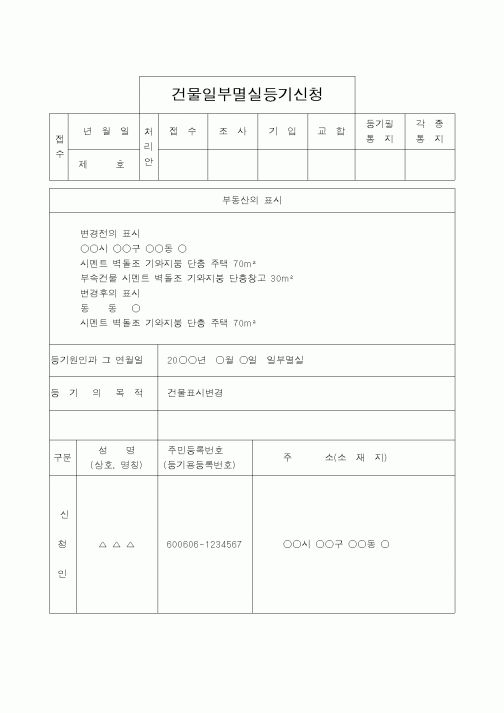 (법무부)건물일부멸실등기신청