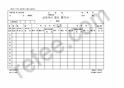상속개시 등의 통지서