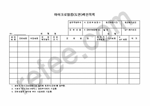 마이크로필름(도면)색인목록