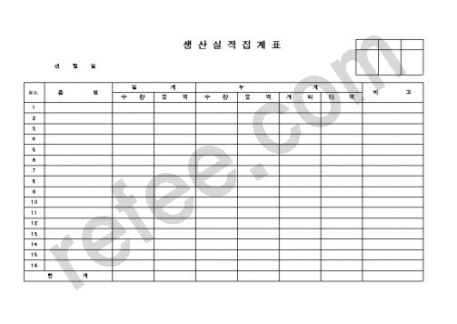 생산실적집계표
