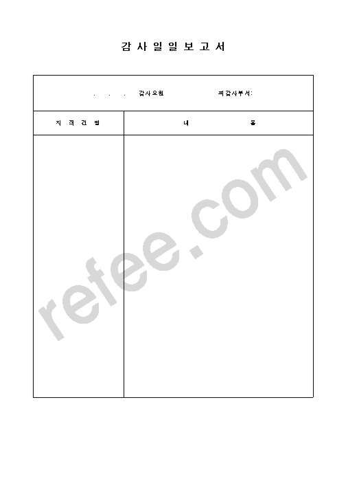 감 사 일 일 보 고 서