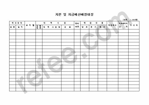 자본 및 자금예산배정대장