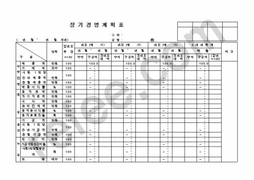 장 기 경 영 계 획 표