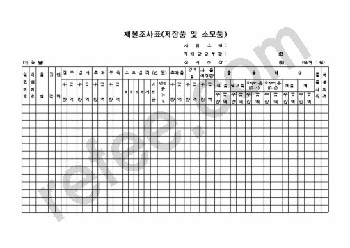 재물조사표(저장품 및 소모품)
