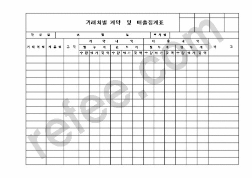 거래처별 계약  및  매출집계표