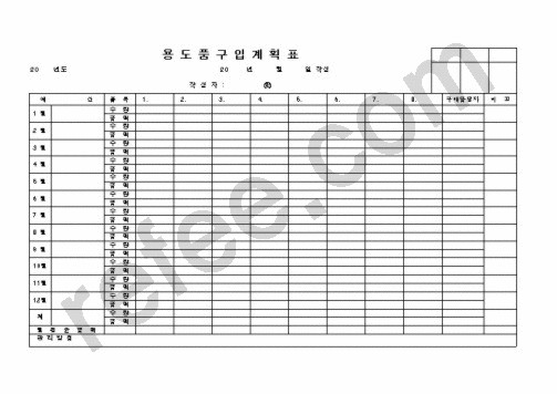용도품구입계획표