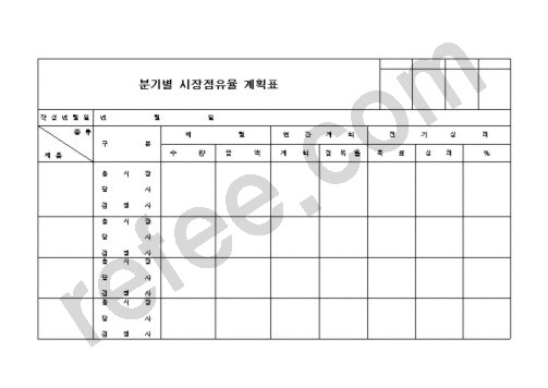 분기별 시장점유율 계획표