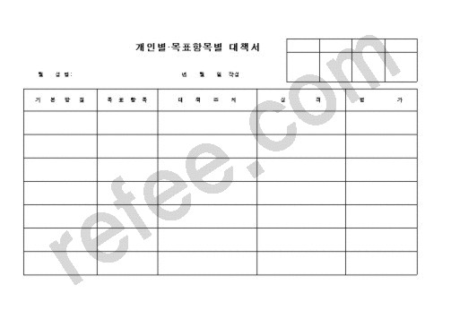 개인별 목표항목별 대책서