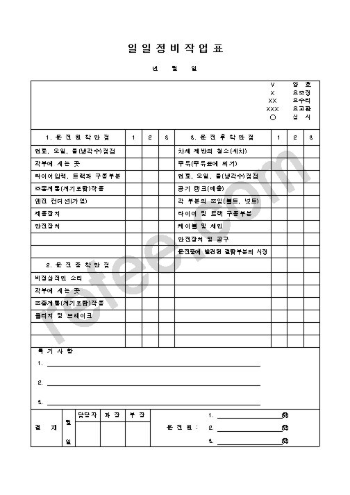 일일정비작업표