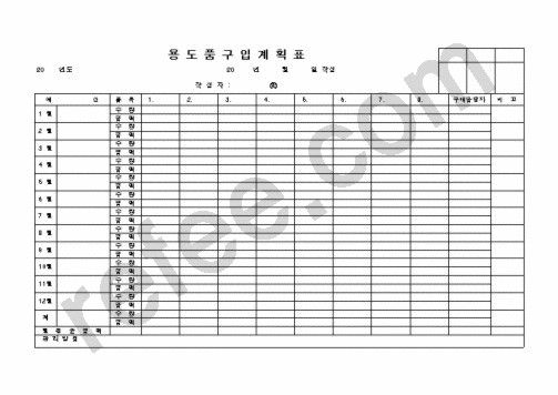 용 도 품 구 입 계 획 표
