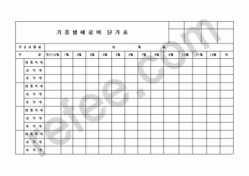 기종별재료비 단가표