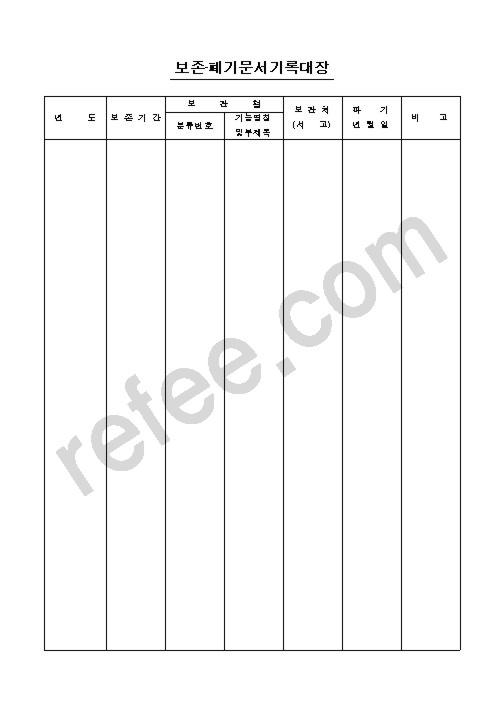 보존·폐기문서기록대장