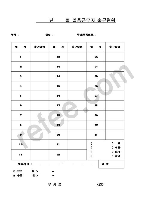 일용근무자 출근현황