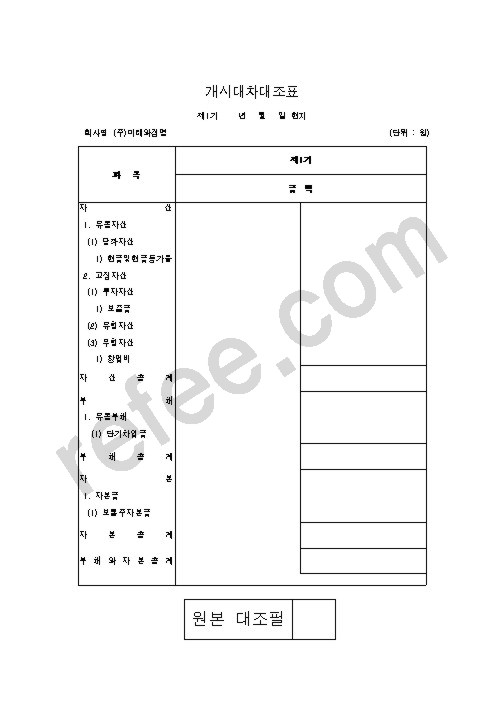 개시대차대조표