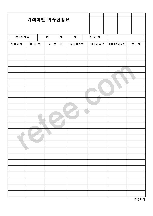 거래처별미수현황표