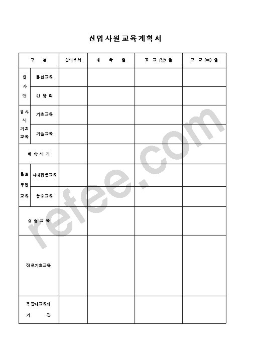신입사원교육계획서