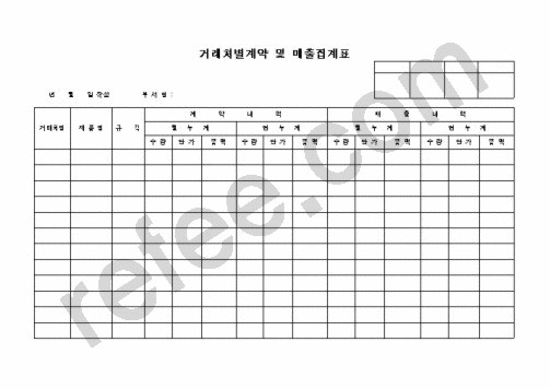거래처별계약 및 매출집계표