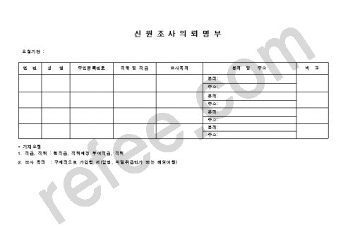 신원조사의뢰명부