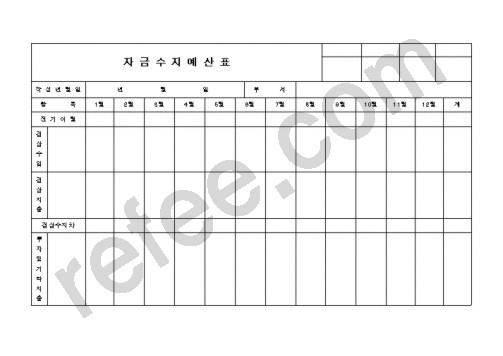 자금수지예산표