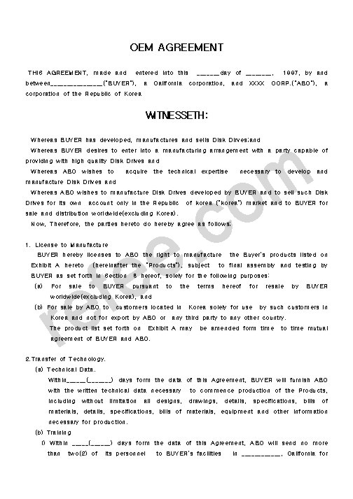 OEM AGREEMENT
