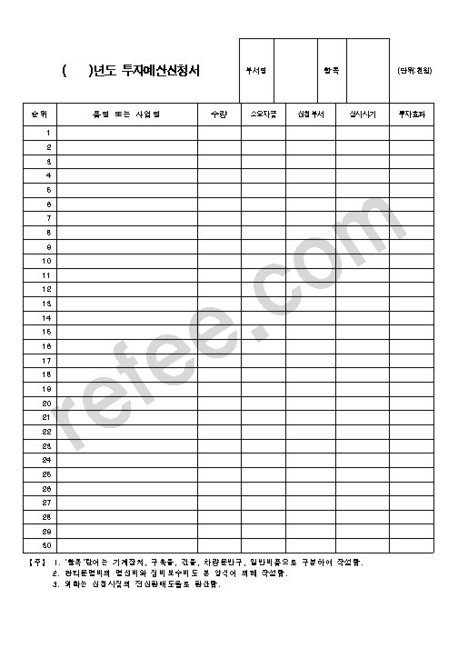 투자예산신청서