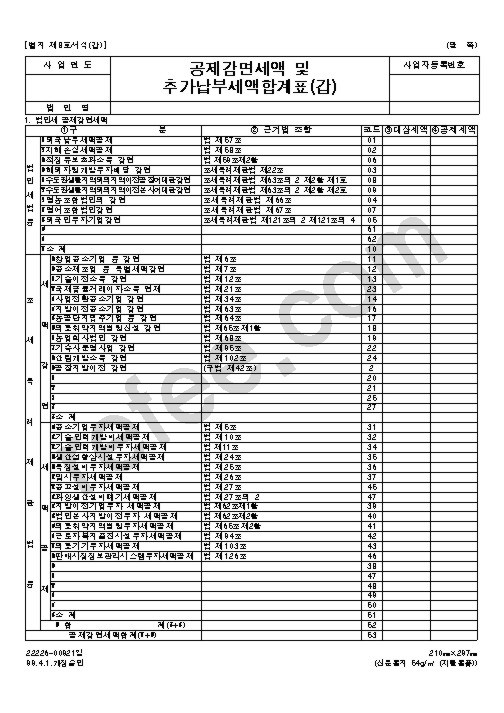 공제감면세액및추가납부세액합계표(갑)