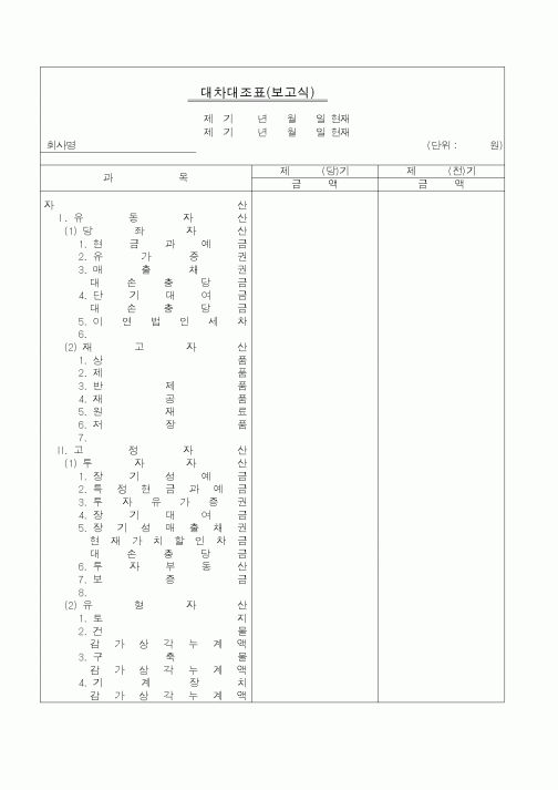 (경리)대차대조표(보고식)2