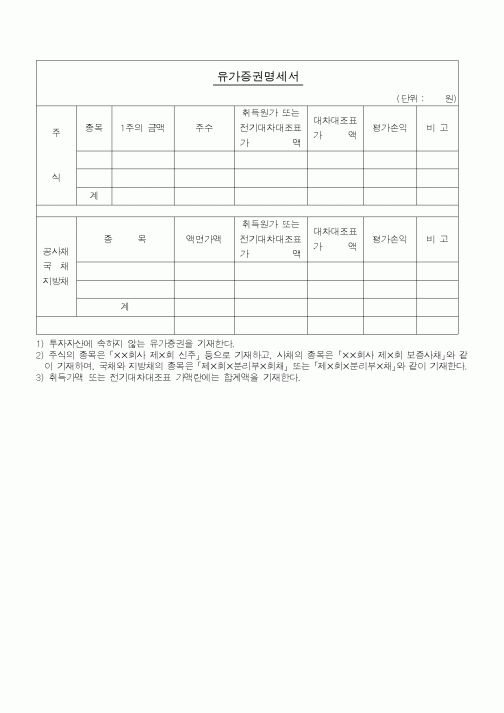 (경리)유가증권명세서1