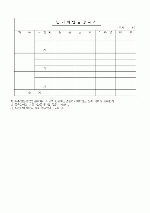 (경리)단기차입금명세서3