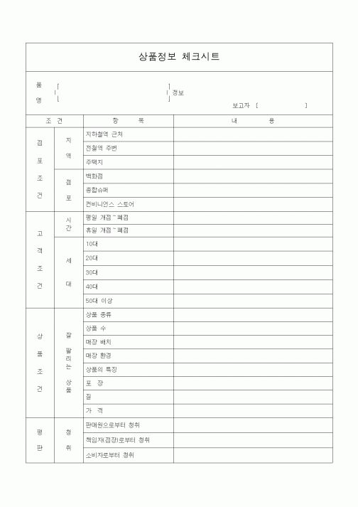 (경영)상품정보 체크시트1