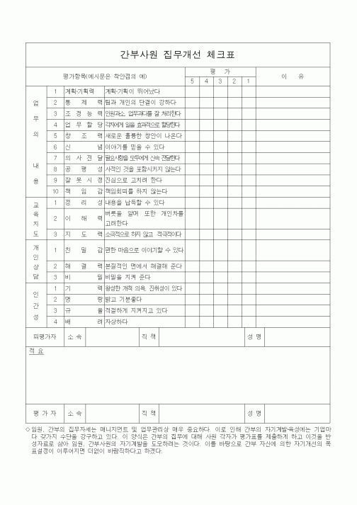 (경영)간부사원 집무개선 체크표2