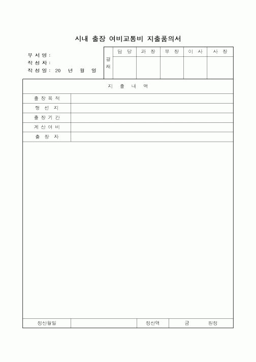 (총무)시내 출장여비교통비 지출 품의서