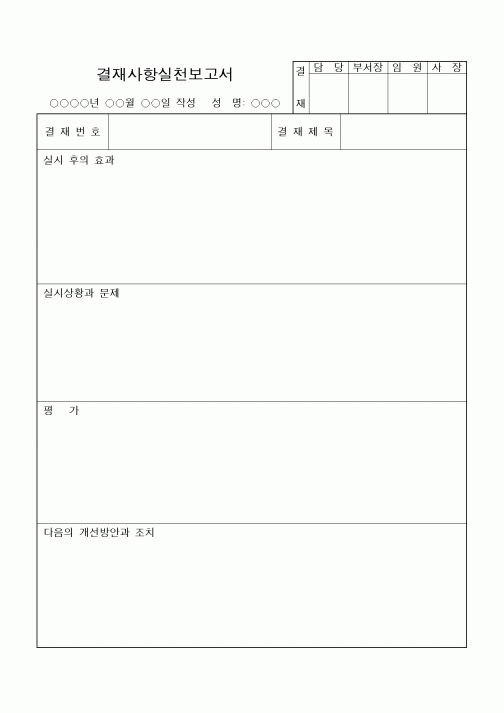 (경영)결재사항실천보고서