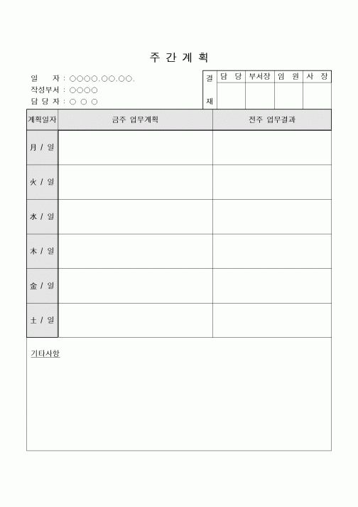 (경영)주간계획
