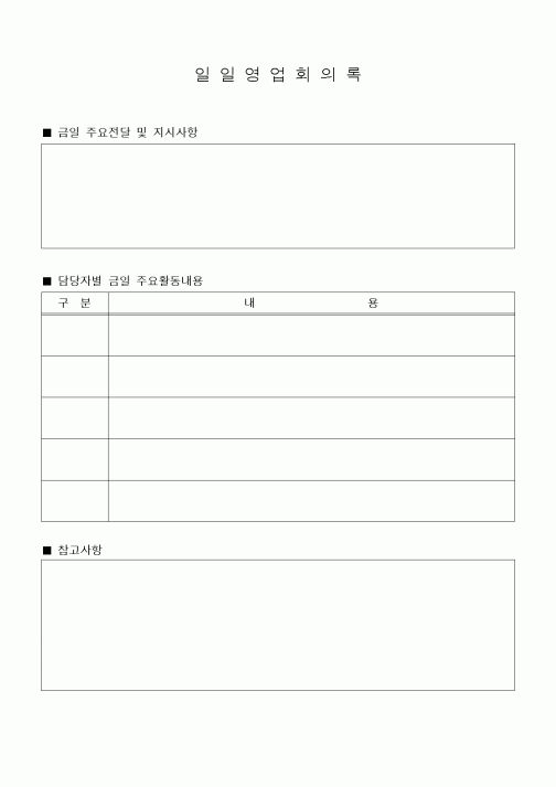 (경영)일일 영업 회의록