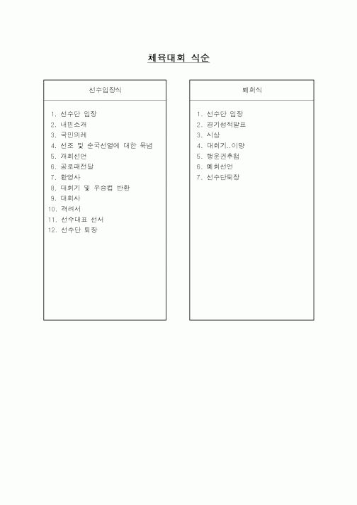 (총무)체육대회 식순