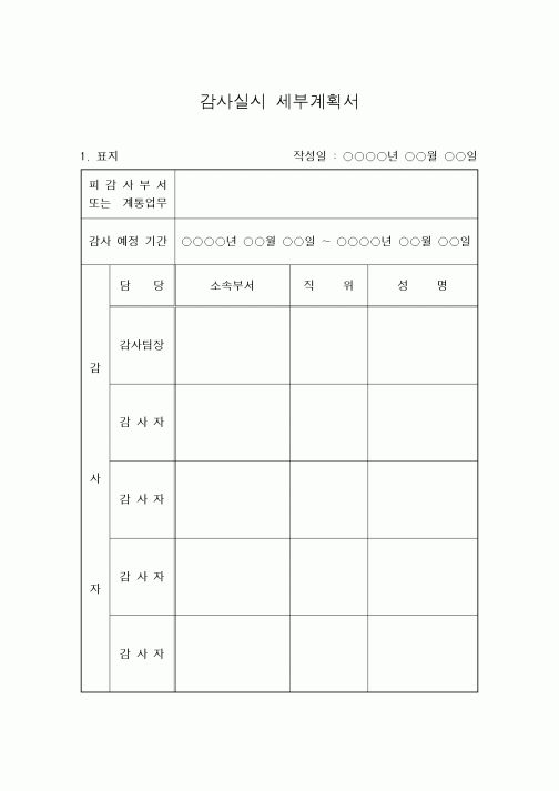(경영)감사실시 세부계획서