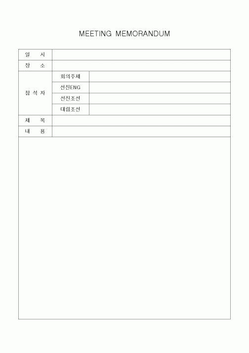 (경영)MEETING MEMORANDUM(회의록)